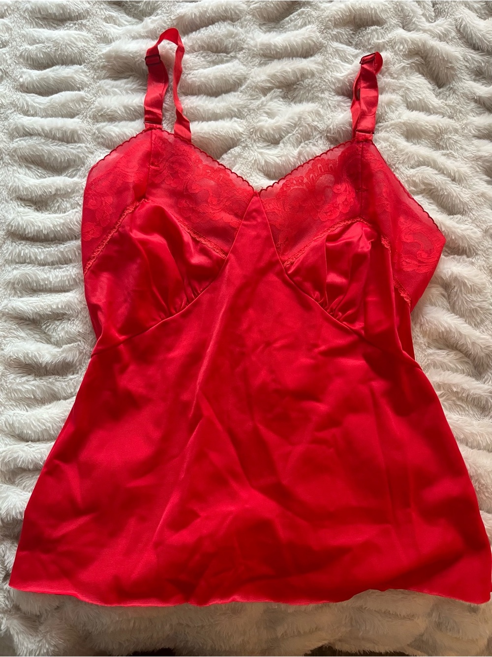 Red Satin Lace Cami Top